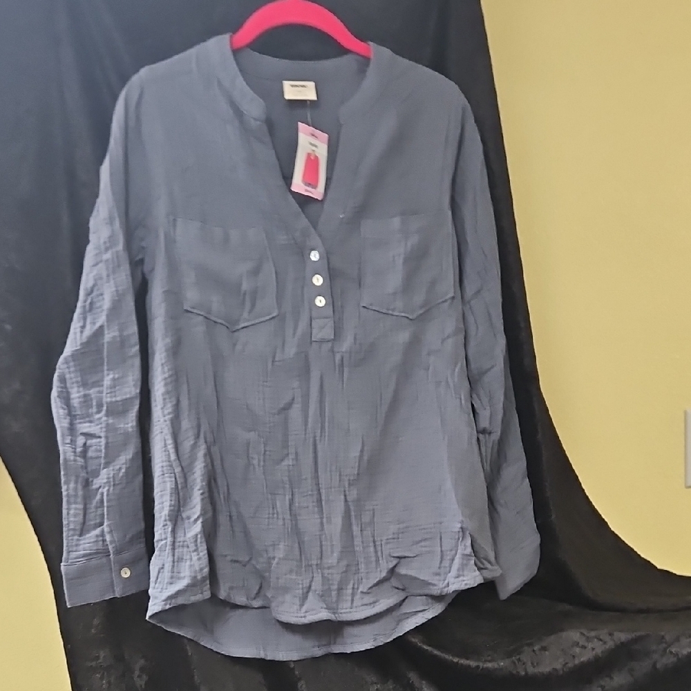 Blue Button-Up Long Sleeve Shirt